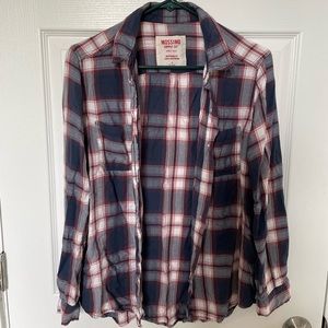Mossimo Boyfriend Fit Flannel Red, White, and Blue Size M